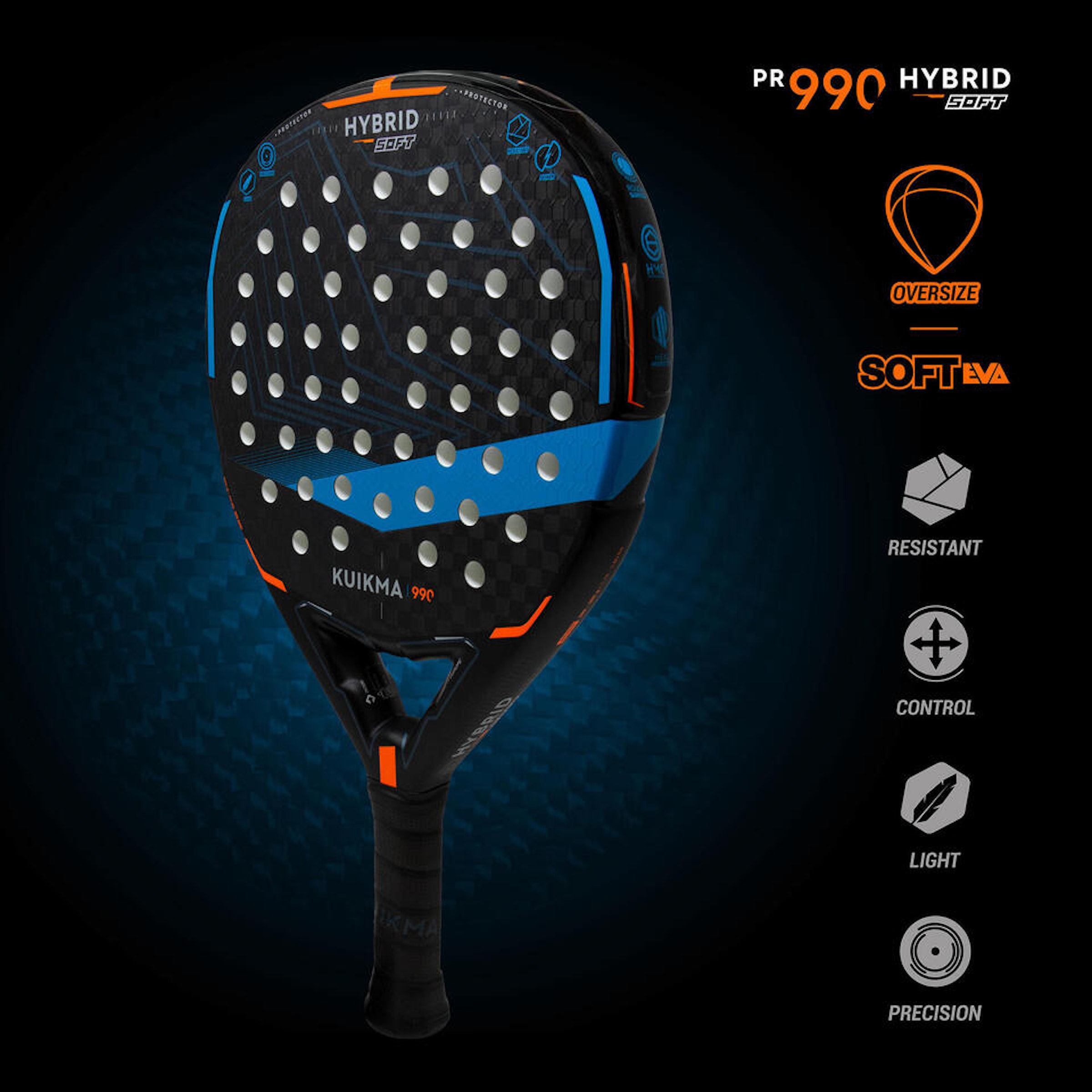 パデルラケット クイクマ Kuikma PR990 Hybrid Soft RENTAL ADULT PADEL RACKET PR 990 HYBRID SOFT KUIKMA | Decathlon